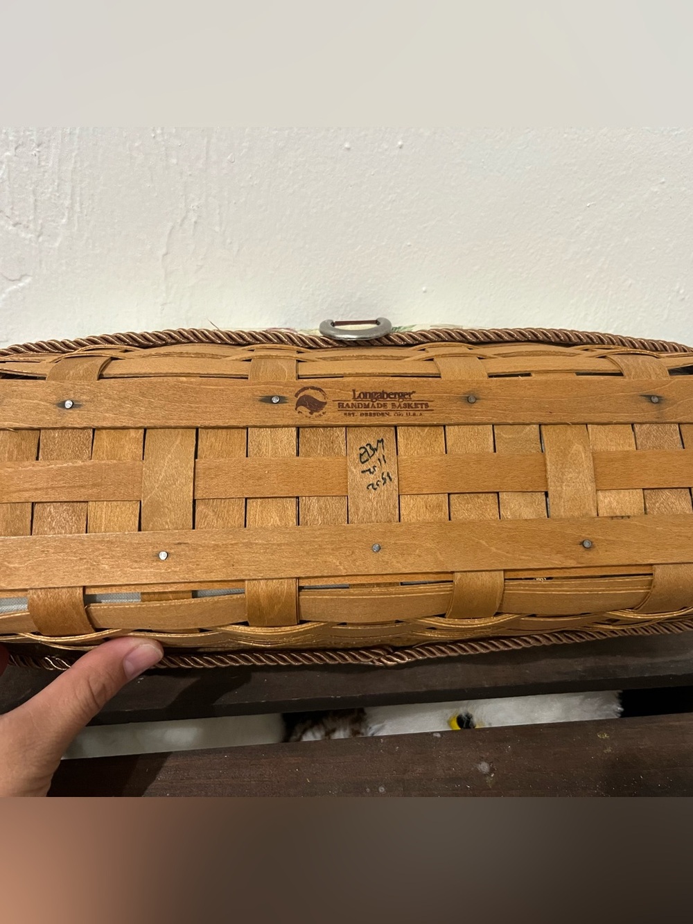Longaberger Bread Basket with  Cloth and plastic Liner. - Picture 3 of 5